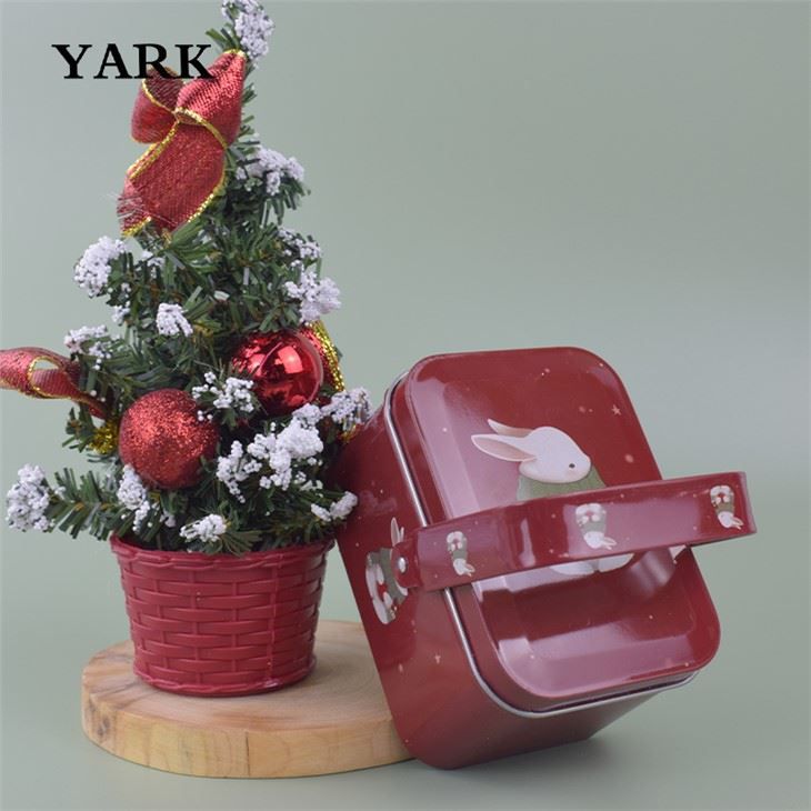 ハンドル付きクリスマスクッキー缶